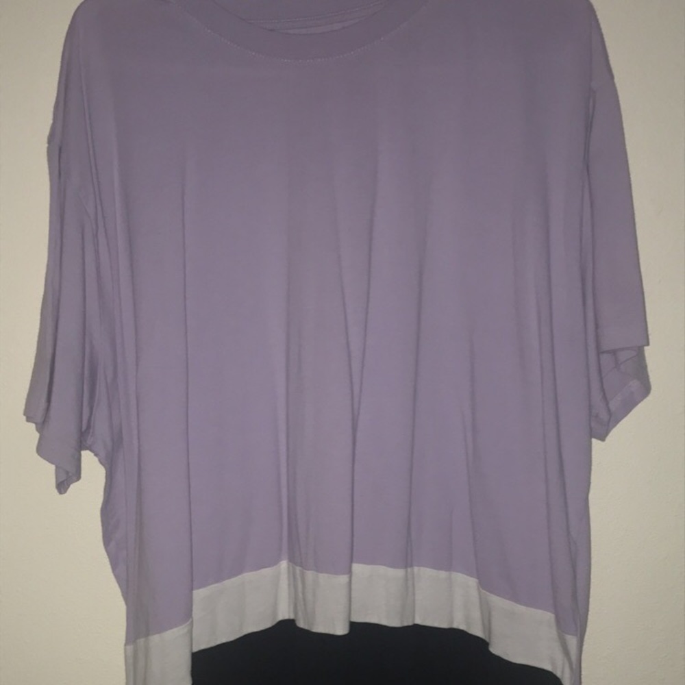 Purple with white and black stripes tee shirt